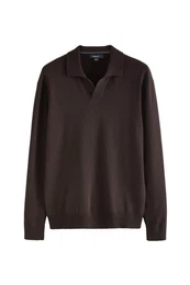 Polokragenpullover Regular Fit Langarm-Strickpulli, Trophy-Ausschnitt (1-tlg)