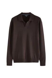Next Polokragenpullover Regular Fit Langarm-Strickpulli