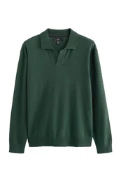 Polokragenpullover Regular Fit Langarm-Strickpulli, Trophy-Ausschnitt (1-tlg)