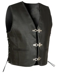 Lederweste Motorrad Biker Lederweste Kutte Club Weste Chopper Leder Vest LW 27