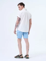 Miracle of Denim Kurzarmhemd Men Shirt (1-tlg) Weiß/Creme/Khaki