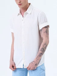 Miracle of Denim Kurzarmhemd Men Shirt (1-tlg) Weiß/Creme/Khaki