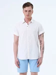 Miracle of Denim Kurzarmhemd Men Shirt (1-tlg) Weiß/Creme/Khaki