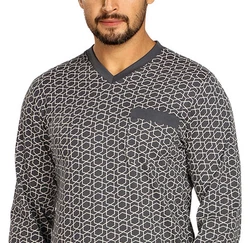 Comte Nachthemd Cosy Chic Herren Schlafshirt Dunkelgrau/Grau