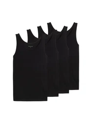 TOM TAILOR Unterhemd 4er-Pack Schwarz/Hellblau