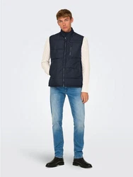 ONLY & SONS Steppweste ONSJAKE QUILTED VEST OTW Dunkelblau/Blau