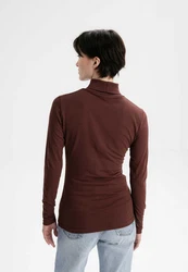 MELA Langarmshirt Turtleneck Shirt ANCHAL Braun/Dunkelbraun/Bordeaux/Dunkelrot