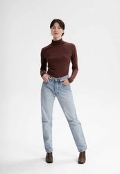 MELA Langarmshirt Turtleneck Shirt ANCHAL Braun/Dunkelbraun/Bordeaux/Dunkelrot