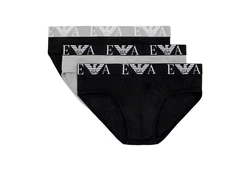 Emporio Armani Slip 3er Pack Brief Stretch Cotton Schwarz/Grau