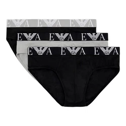 Emporio Armani Slip 3er Pack Brief Stretch Cotton Schwarz/Grau