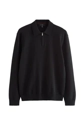 Next Polokragenpullover Regular Fit Polo-Troyer Schwarz
