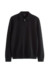 Next Polokragenpullover Regular Fit Polo-Troyer Schwarz