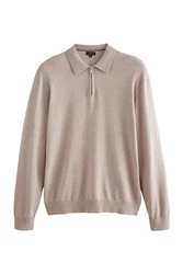 Next Polokragenpullover Regular Fit Polo-Troyer Braun/Beige/Lila/Grau/Khaki