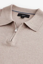 Next Polokragenpullover Regular Fit Polo-Troyer Braun/Beige/Lila/Grau/Khaki