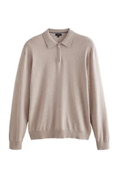 Polokragenpullover Langrmeliger Regular Fit Polo-Troyer aus Strick (1-tlg)