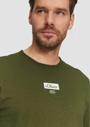 s.Oliver Langarmshirt Logo-Shirt Dunkelgrün/Grün