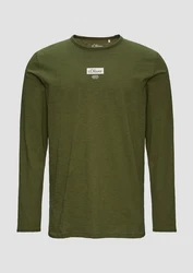 s.Oliver Langarmshirt Logo-Shirt Dunkelgrün/Grün