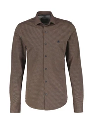 LERROS Langarmhemd Jerseyhemd mit Haifischkragen Khaki/Dunkelbraun/Grau/Braun