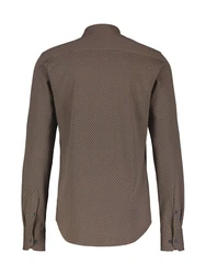 LERROS Langarmhemd Jerseyhemd mit Haifischkragen Khaki/Dunkelbraun/Grau/Braun