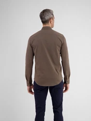 LERROS Langarmhemd Jerseyhemd mit Haifischkragen Khaki/Dunkelbraun/Grau/Braun