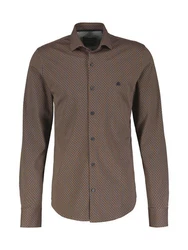 LERROS Langarmhemd Jerseyhemd mit Haifischkragen Khaki/Dunkelbraun/Grau/Braun
