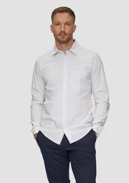 Langarmhemd Slim Fit: Gemustertes Hemd aus Baumwollmix