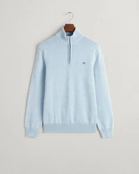 Gant Strickpullover CASUAL COTTON HALFZIP Hellblau/Blau