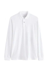 Next Langarm-Poloshirt Weiß/Creme