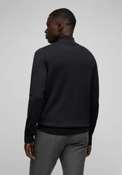 HECHTER PARIS Troyer Strickpullover Regular Fit Schwarz/Dunkelgrau/Dunkelbraun