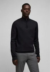 HECHTER PARIS Troyer Strickpullover Regular Fit Schwarz/Dunkelgrau/Dunkelbraun