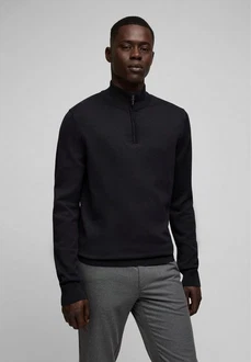 HECHTER PARIS Troyer Strickpullover Regular Fit Schwarz/Dunkelgrau/Dunkelbraun HECHTER PARIS Troyer Strickpullover Regular Fit Schwarz/Dunkelgrau/Dunkelbraun