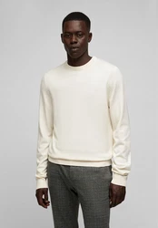 HECHTER PARIS Strickpullover mit Rundhals-Ausschnitt Khaki/Weiß/Beige