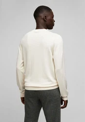 HECHTER PARIS Strickpullover mit Rundhals-Ausschnitt Khaki/Weiß/Beige
