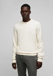 HECHTER PARIS Strickpullover mit Rundhals-Ausschnitt Khaki/Weiß/Beige