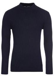 Stehkragenpullover in Rippstrickoptik