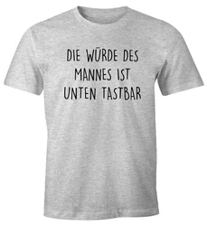 MoonWorks Print-Shirt Spruch Die Würde des Mannes ist unten Braun/Grau/Rot/Orange/Lila/Dunkelgrau/Beige