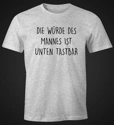 MoonWorks Print-Shirt Spruch Die Würde des Mannes ist unten Braun/Grau/Rot/Orange/Lila/Dunkelgrau/Beige