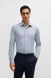 BOSS Businesshemd P-JOE-Kent Grau/Blau/Hellblau
