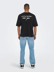 ONLY & SONS T-Shirt loose fit Rundhals Kurzarm Gummidruck (7902) Schwarz