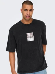 ONLY & SONS T-Shirt loose fit Rundhals Kurzarm Gummidruck (7902) Schwarz