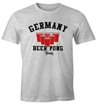 MoonWorks Print-Shirt Herren T-Shirt Germany Beer Pong Team Bier Fun-Shirt Grau/Rosa/Lila/Rot/Beige