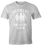 MoonWorks Print-Shirt Deutschland Herren T-Shirt Germany Drinking Team Bier Adler Fun-Shirt Dunkelgrau/Grau/Dunkelrot