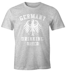 MoonWorks Print-Shirt Deutschland Herren T-Shirt Germany Drinking Team Bier Adler Fun-Shirt Dunkelgrau/Grau/Dunkelrot