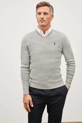 Next 2-in-1 Pullover Regular Fit mit V-Ausschnitt und Hemdeinsatz Grau/Silber