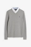 Next 2-in-1 Pullover Regular Fit mit V-Ausschnitt und Hemdeinsatz Grau/Silber