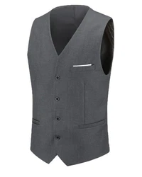 Allthemen Anzugweste Slim Fit mit V Ausschnitt Business Dunkelgrau/Grau/Hellgrau/Dunkelblau
