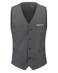 Allthemen Anzugweste Slim Fit mit V Ausschnitt Business Dunkelgrau/Grau/Hellgrau/Dunkelblau
