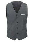 Allthemen Anzugweste Slim Fit mit V Ausschnitt Business Dunkelgrau/Grau/Hellgrau/Dunkelblau