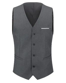 Allthemen Anzugweste Slim Fit mit V Ausschnitt Business Dunkelgrau/Grau/Hellgrau/Dunkelblau