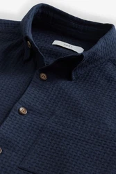 Next Langarmhemd mit Waffelstruktur Dunkelblau/Hellblau/Blau